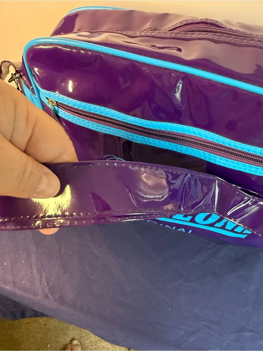 Robin Ruth Barcelona Purple Blue Patent Shoulder Messenger Bag